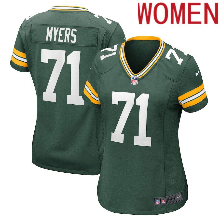 Women Green Bay Packers #71 Josh Myers Nike Green Nike Game NFL Jersey